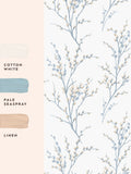 Laura Ashley Pussy Willow wallpaper sample A4, UK version
