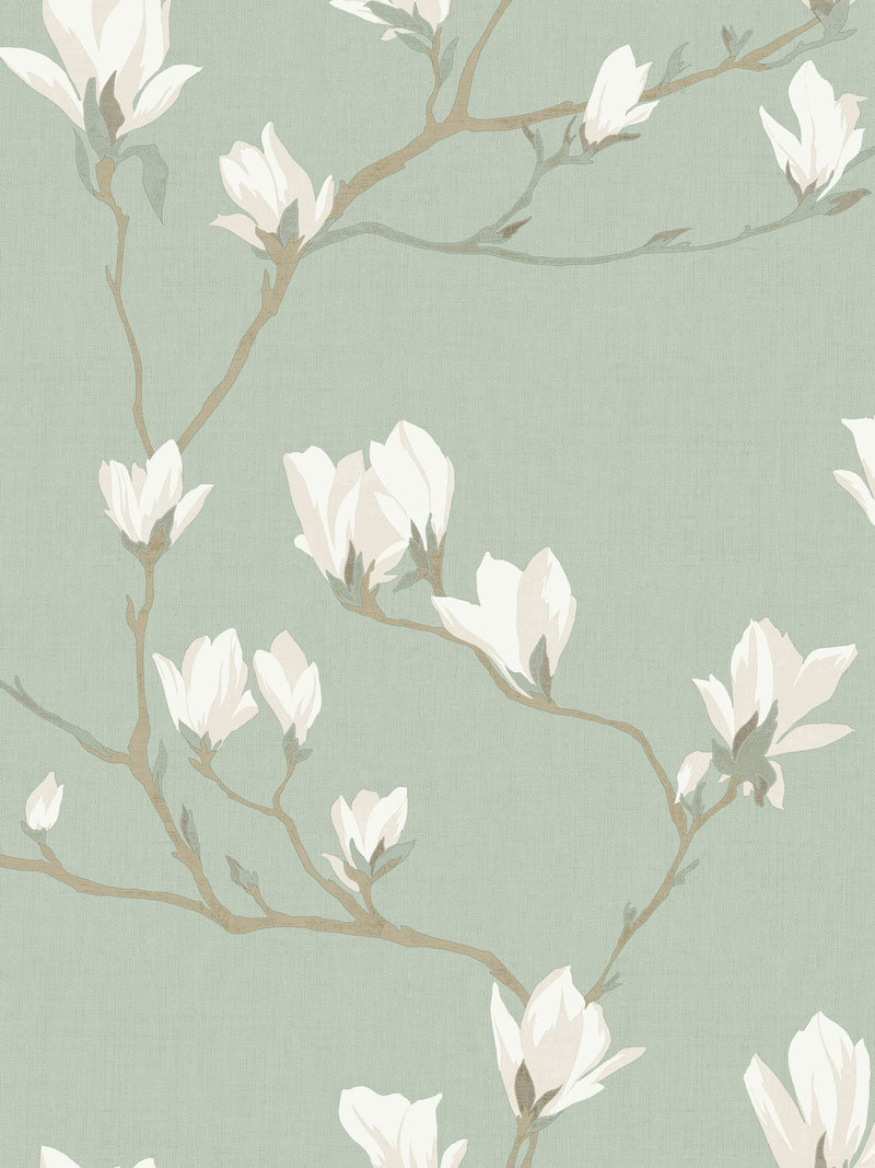 Laura Ashley wallpaper sample Magnolia Grove Pale Eau de Nil A4, imported from the UK