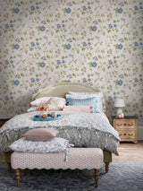 Next Laura Ashley Chalk Blue Pennywell Grove A4 Wallpaper Sample- Buy online at McGrocer