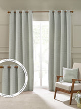 Next Catherine Lansfield Sage Green Textured Stab Stitch Lined Eyelet Curtains- Buy online at McGrocer