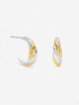 Next Inicio Sterling Silver Plated Two Tone Twist Hoop Earrings- Buy online at McGrocer