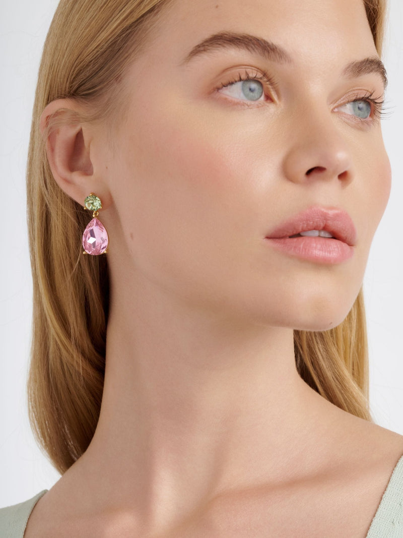 Ted Baker green and pink crystal teardrop earrings, UK version