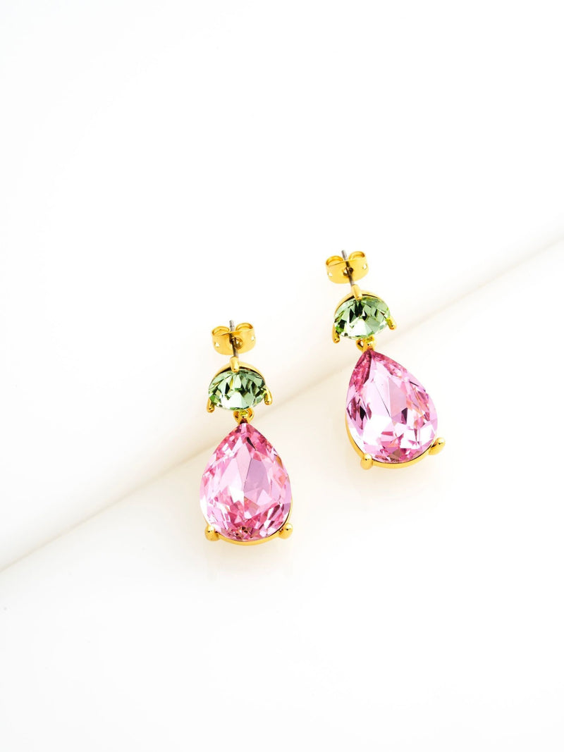 Ted Baker green and pink crystal teardrop earrings, UK version