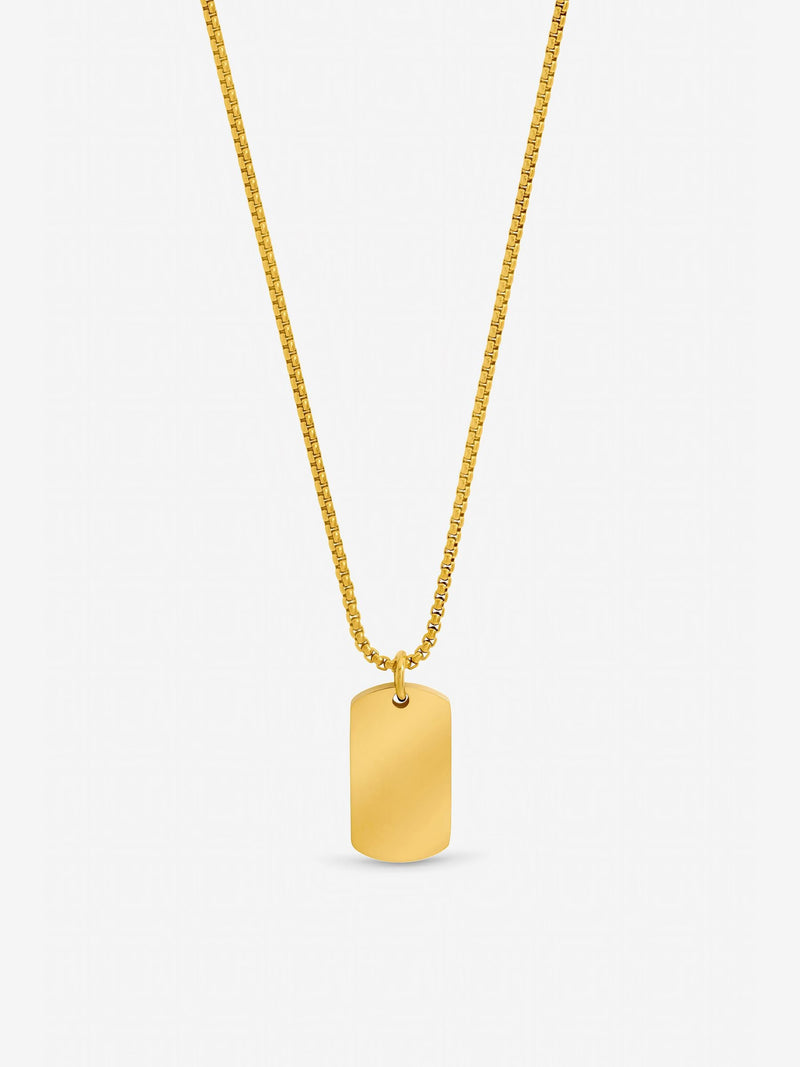 Inicio gold tone waterproof dog tag necklace, UK version