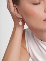 Next Karen Millen Gold Tone Modern Pearl Drop Earrings- Buy online at McGrocer