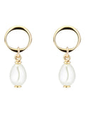 Karen Millen modern pearl drop earrings gold tone, UK version