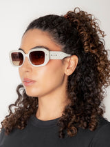 Next AllSaints Jade Crème Oversized Oval Sunglasses- Buy online at McGrocer