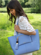 Next Luella Grey Blue Catalina Casual Tote Bag With Pouch- Buy online at McGrocer