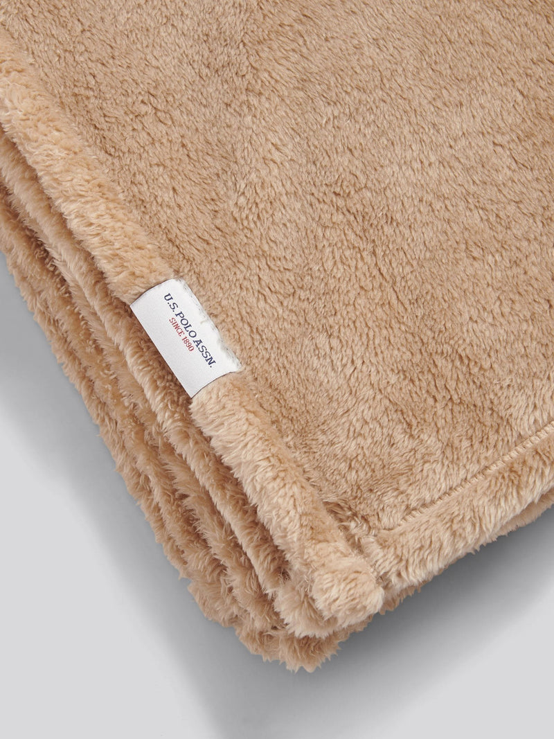 U.S. Polo Assn. camel fleece throw 150x200 cm (British brand)