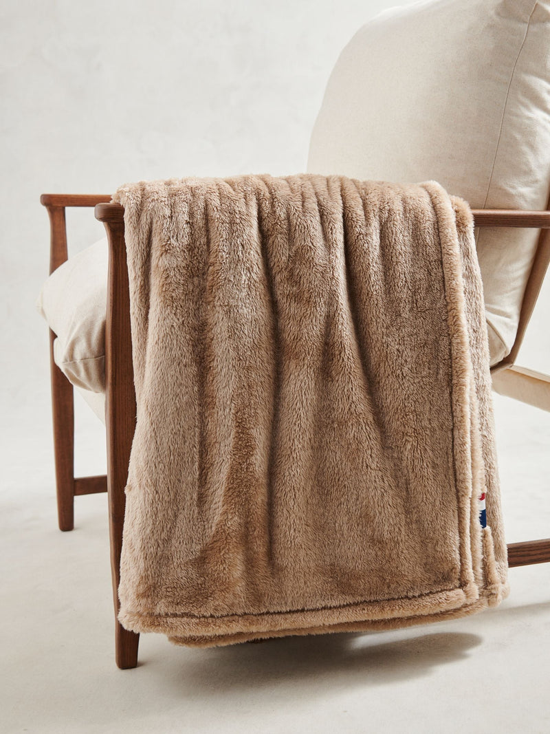 U.S. Polo Assn. camel fleece throw 150x200 cm (British brand)