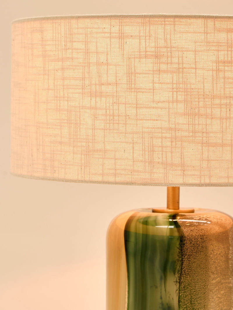 Oliver Bonas Clara green striped table lamp and shade - British product