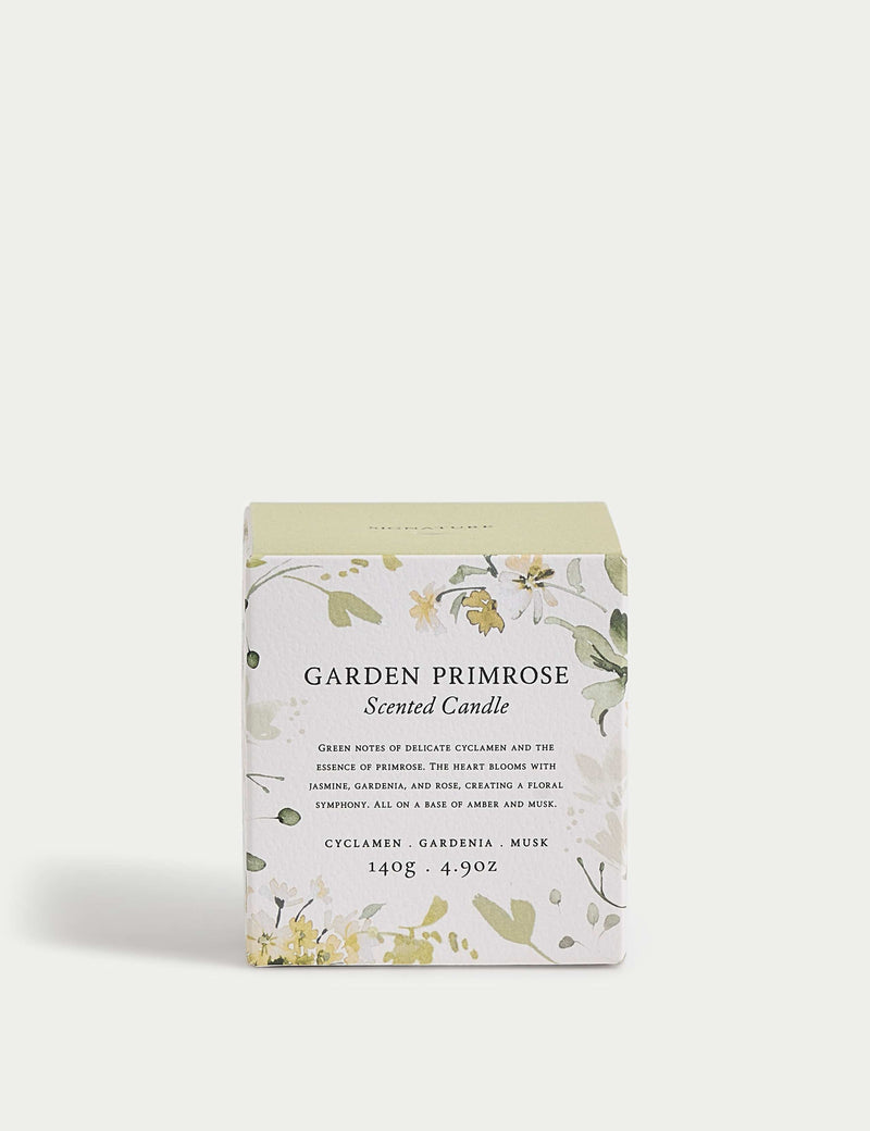 Garden primrose scented candle in ridged glass jar - British product