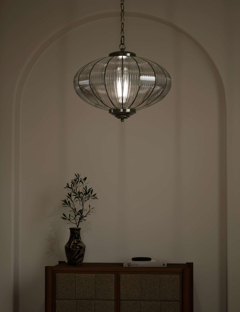 Gemball glass ribbed pendant light (British brand)
