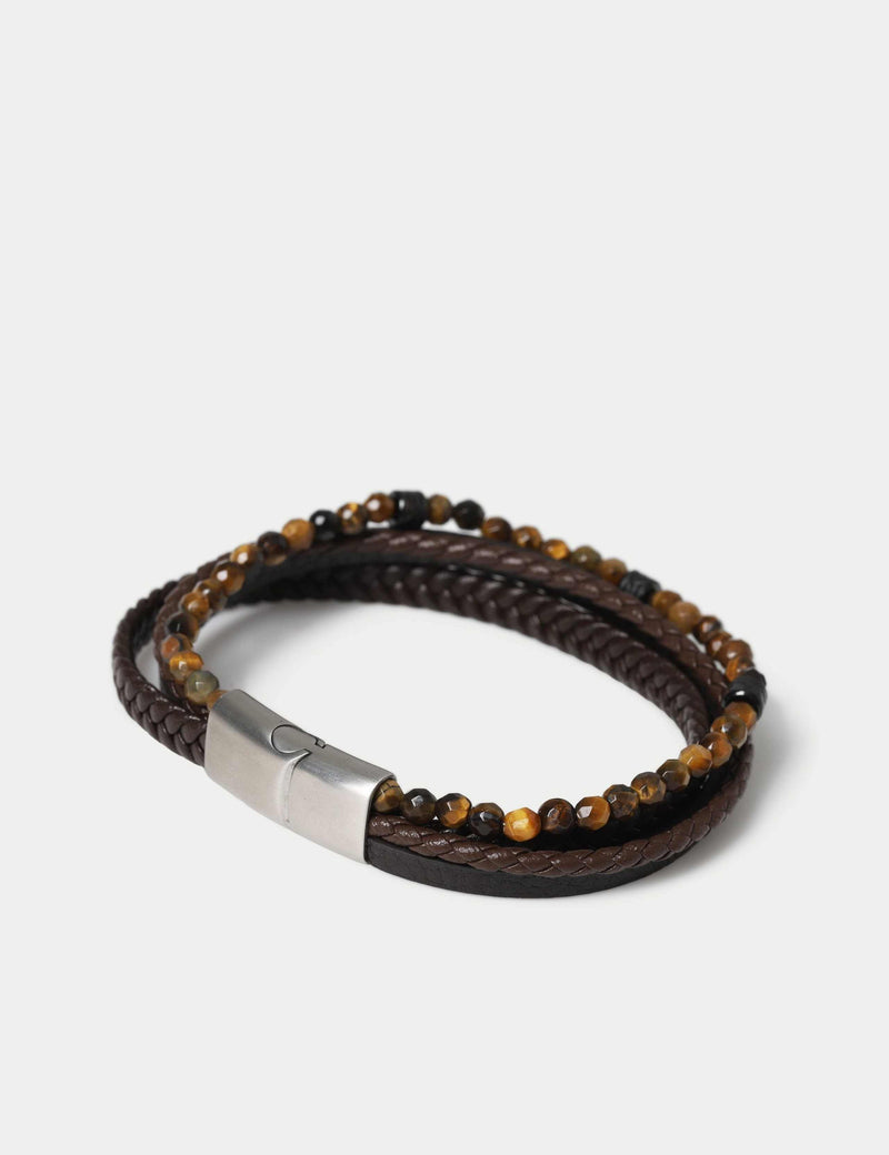 Leather and natural stone bracelet from a British brand