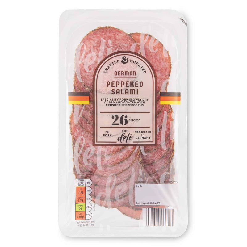 German peppered salami pack of 26 slices, UK version
