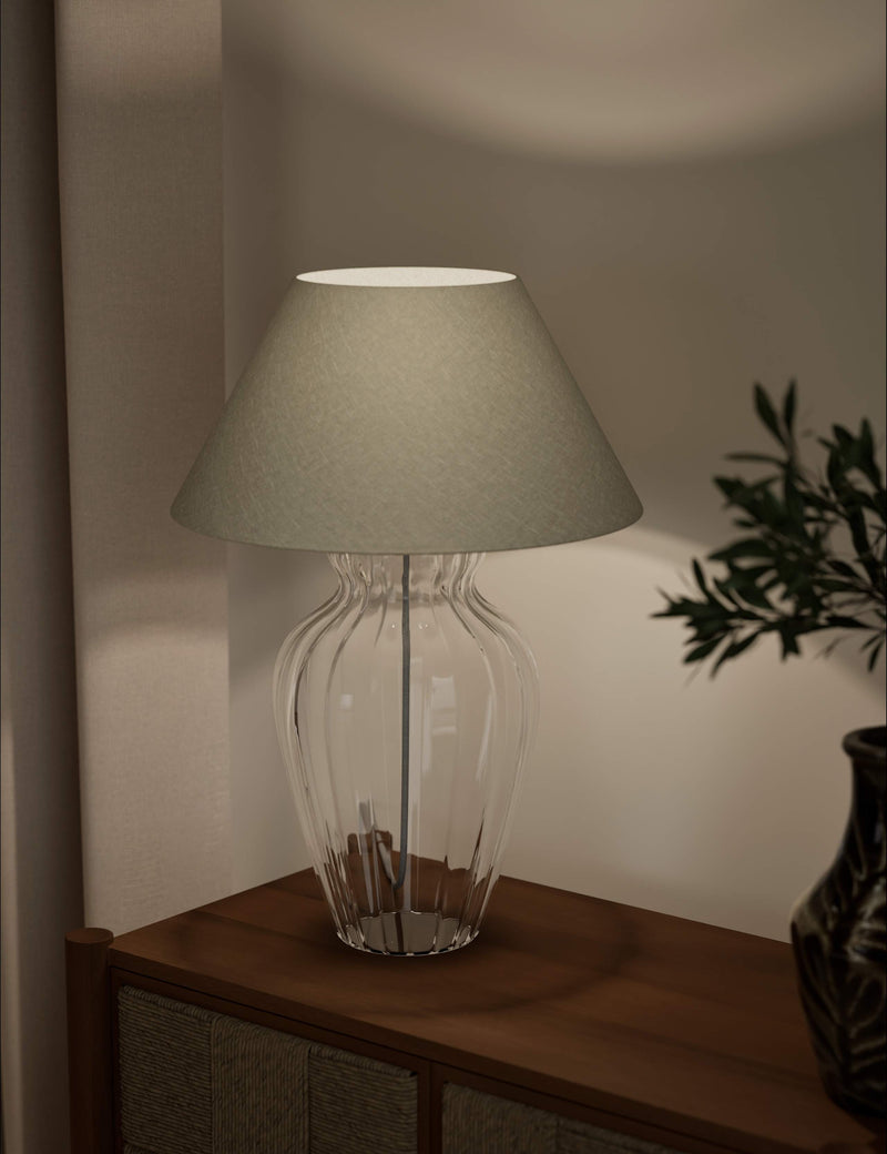 Glass fluted table lamp 54cm (British brand)