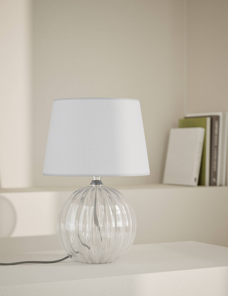 Glass table lamp with tapered shade 30 cm tall (British brand)