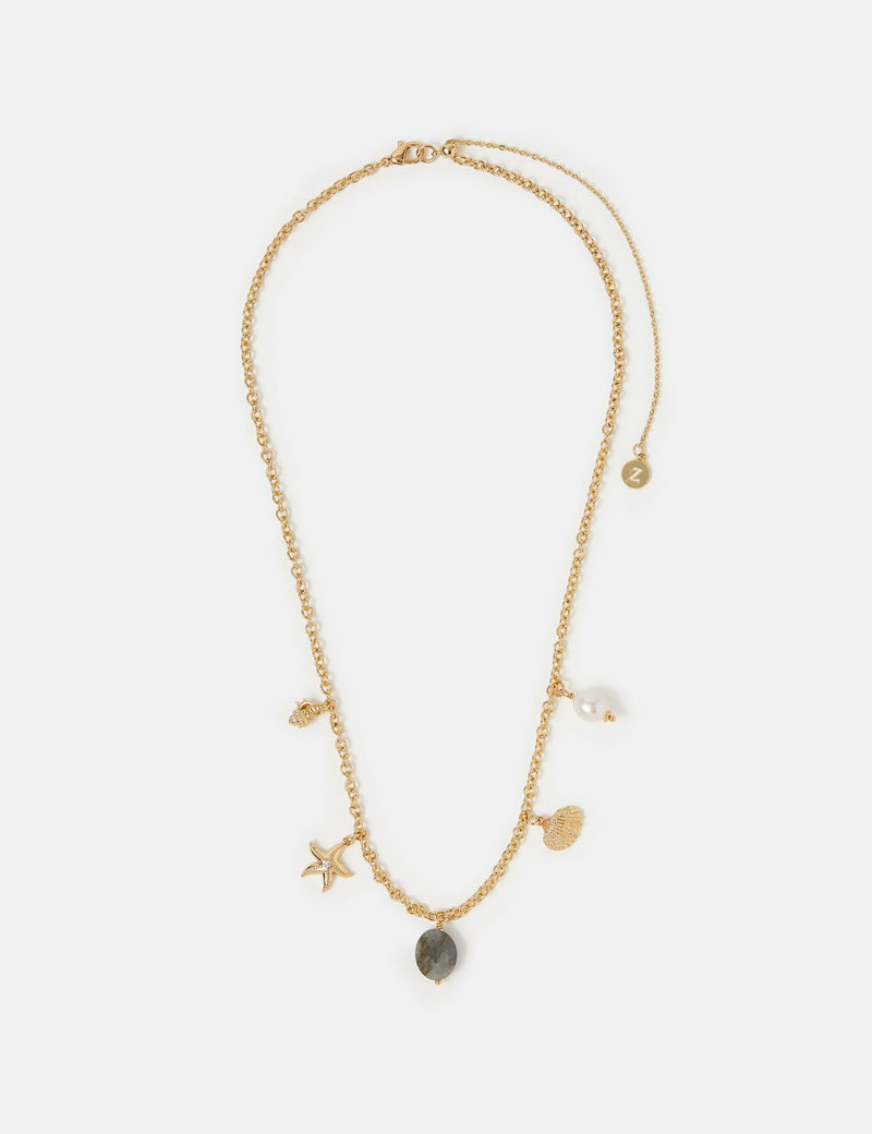 Accessorize gold plated charm necklace 41cm, imported from the UK