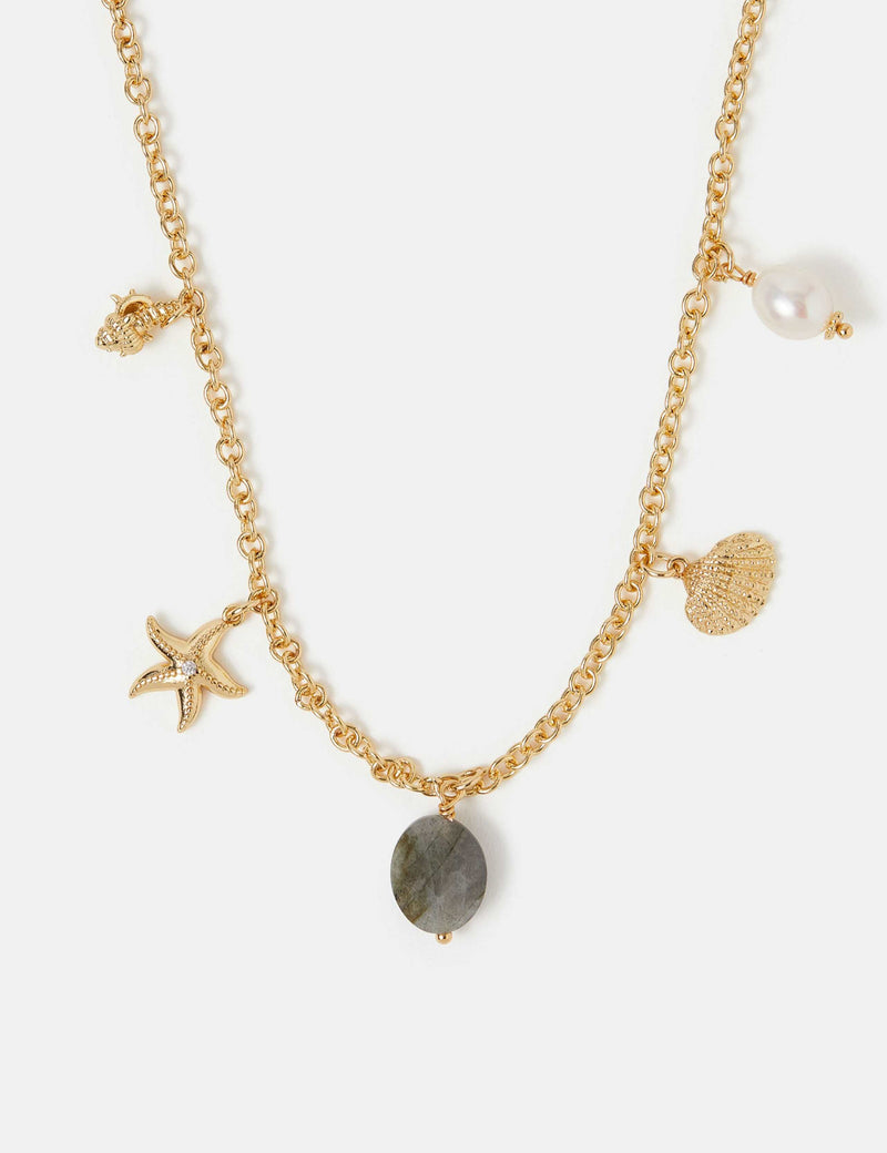 Accessorize gold plated charm necklace 41cm, imported from the UK