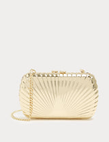 M&S M&S Gold Textured Chain Strap Clutch Bag- Buy online at McGrocer