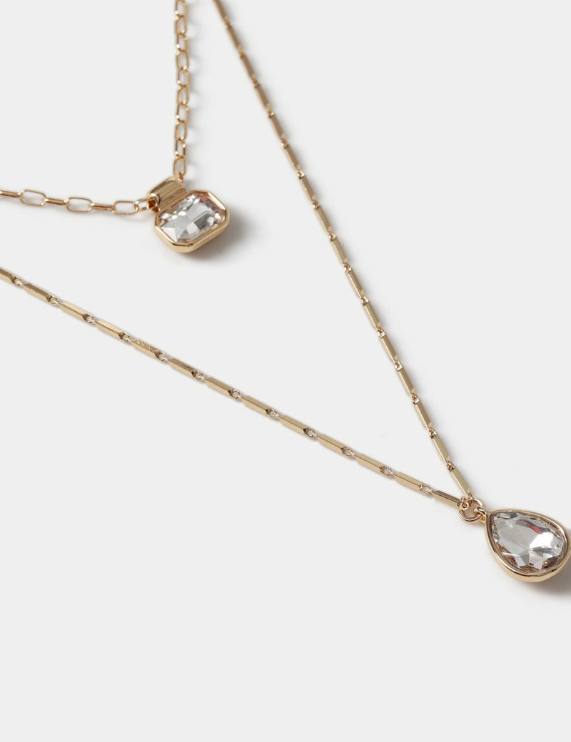 M&S gold tone crystal multirow necklace (British brand)