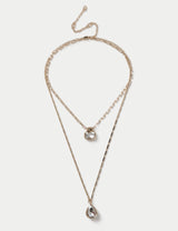 M&S M&S Gold Tone Crystal Multirow Necklace 600mm- Buy online at McGrocer