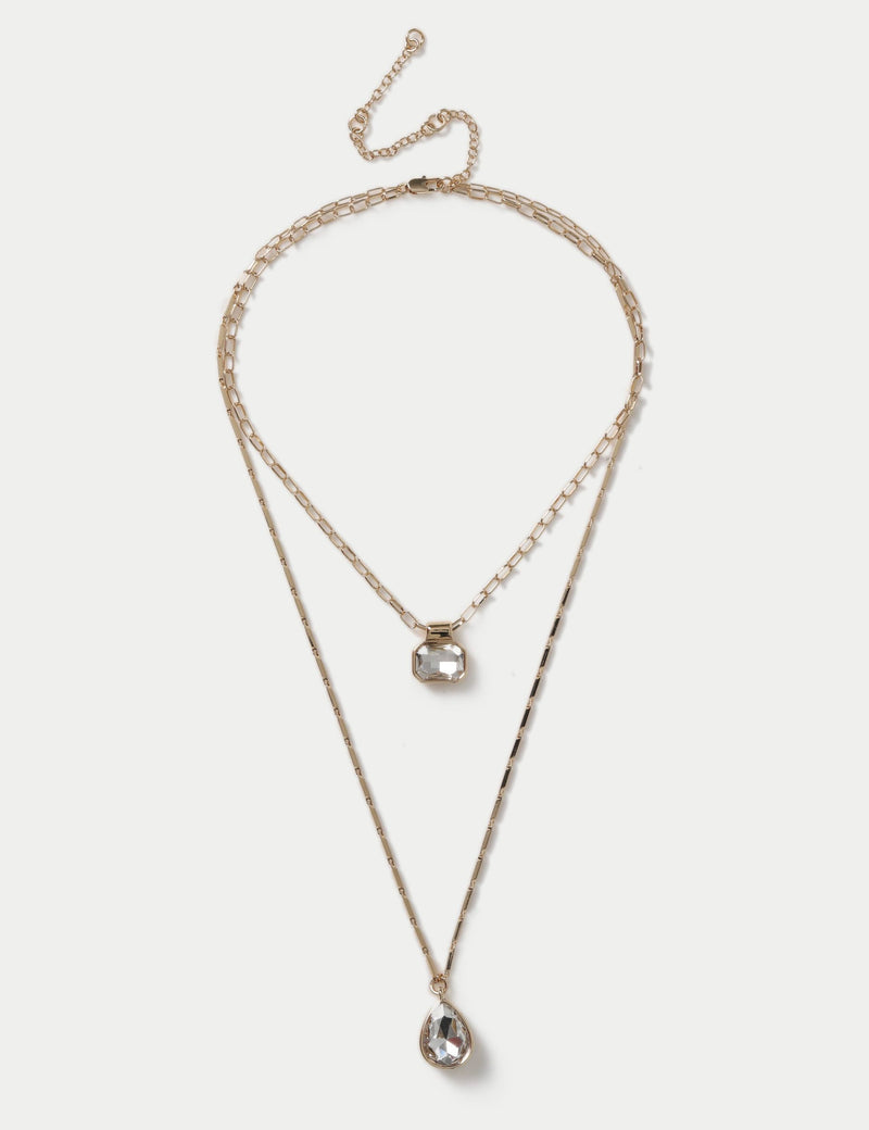 M&S gold tone crystal multirow necklace (British brand)