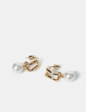 Earrings gold tone pearl effect hoop 35mm, imported from the UK
