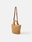 Accessorize natural raffia grab bag with floral embroidery (British brand)