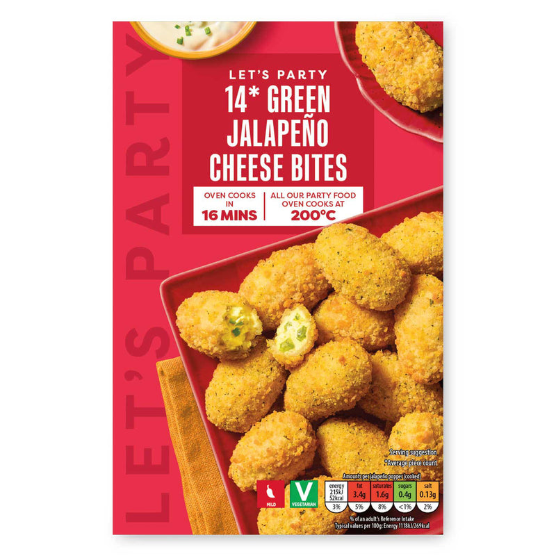 Frozen green jalapeño cheese bites 14 pack, UK version