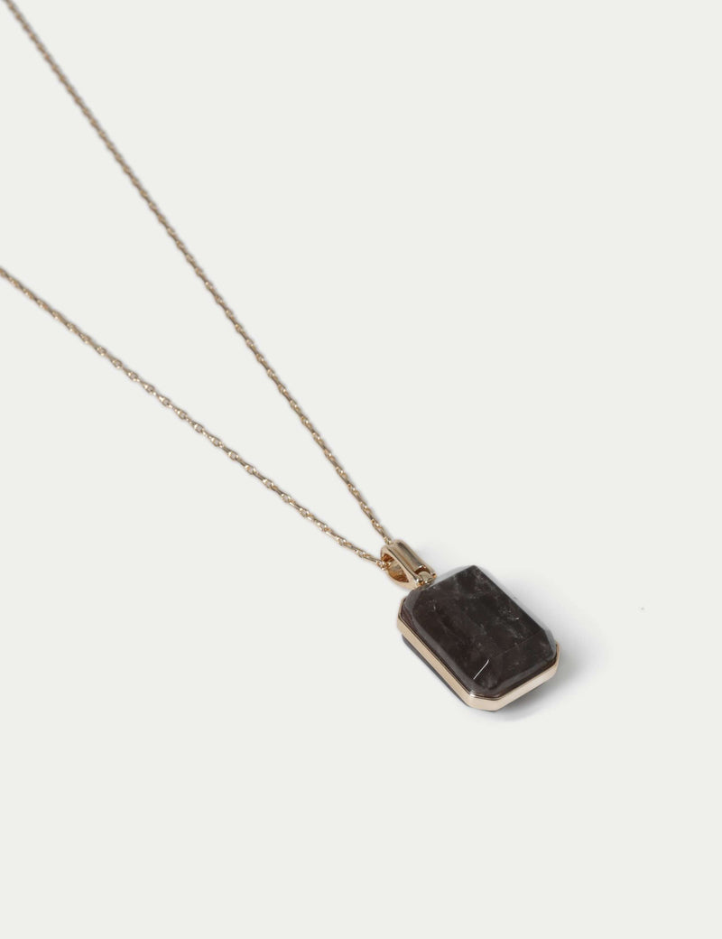 Grey natural stone pendant necklace, UK version