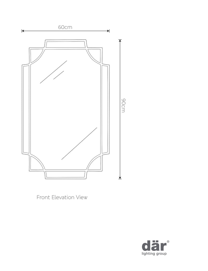 Guapo rectangular wall mirror 90x60cm, UK version