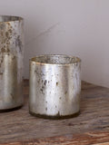Nkuku Kunjari glass tealight antique finish, imported from the UK