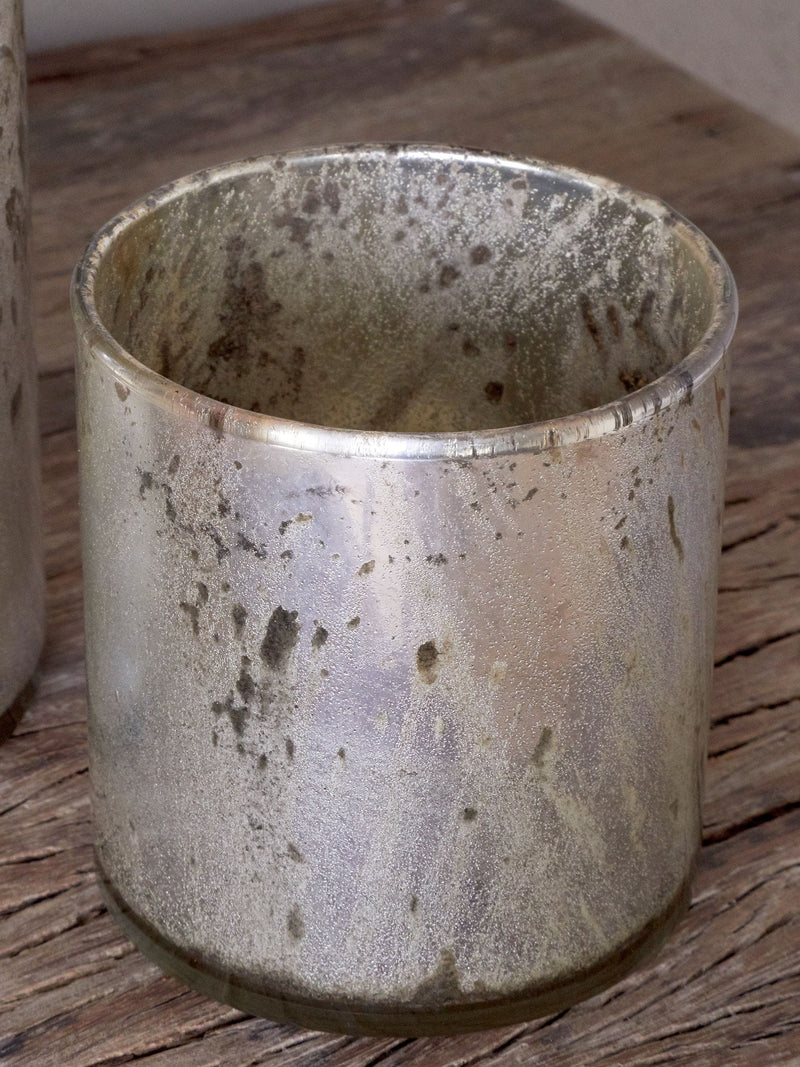 Nkuku Kunjari glass tealight antique finish, imported from the UK