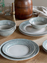 Next Nkuku 12 Piece Cream Juniper Drop Ceramic Dinnerware Set- Buy online at McGrocer