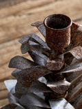 Nkuku pine cone candle holder whitewashed zinc - British product