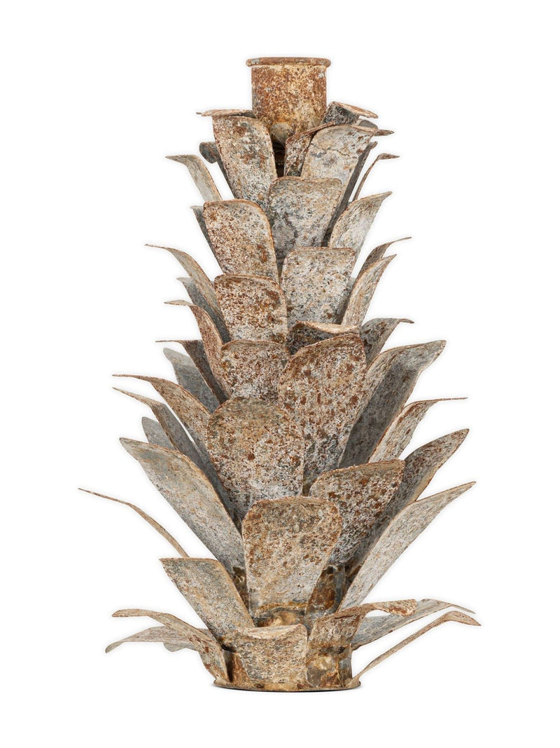 Nkuku pine cone candle holder whitewashed zinc - British product