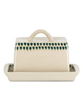 Nkuku Cream butter dish with Juniper Drop design, imported from the UK