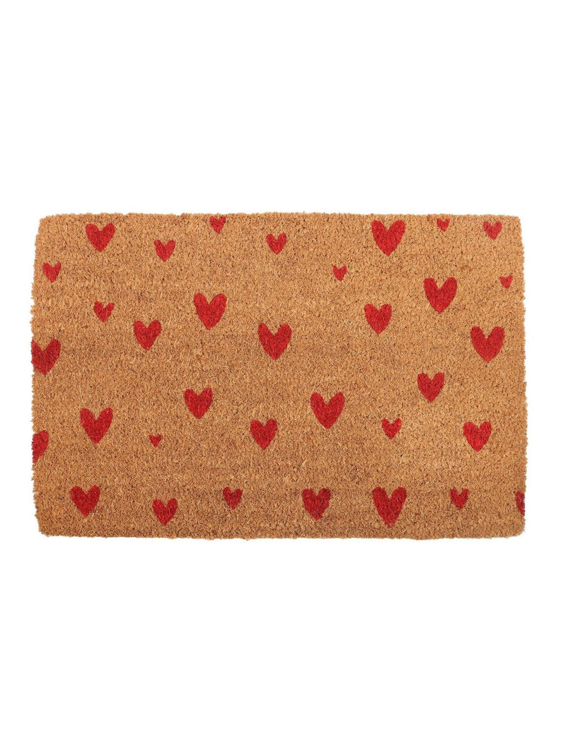 Something Different brown natural red love heart doormat 40cm, imported from the UK