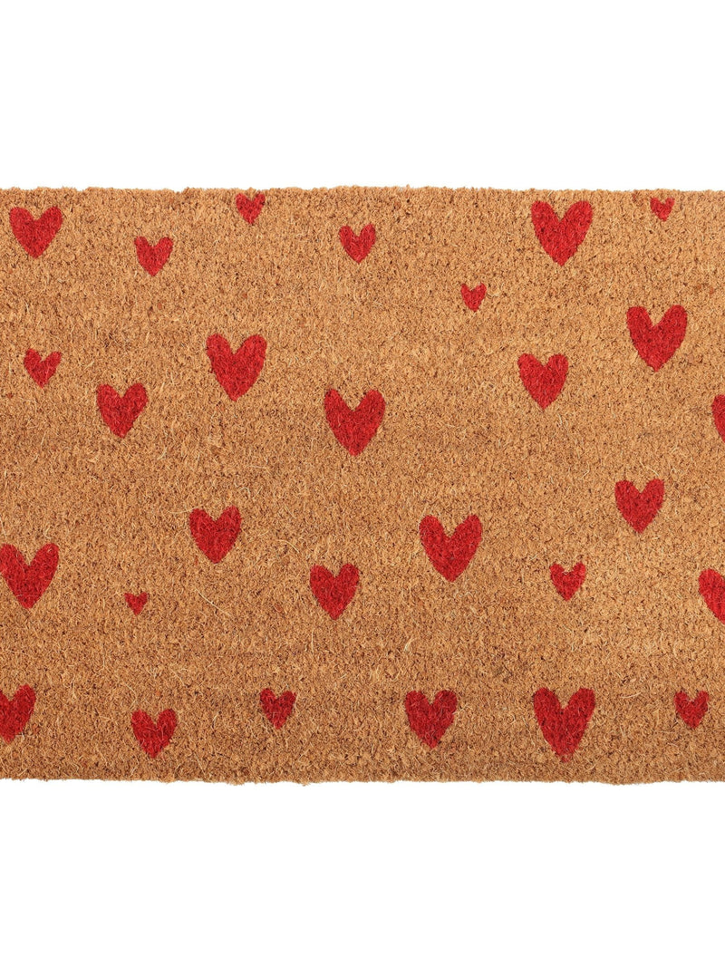 Something Different brown natural red love heart doormat 40cm, imported from the UK