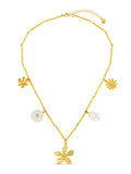 Orelia London gold tone flower pearl charm necklace (British brand)