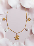 Orelia London gold tone flower pearl charm necklace (British brand)