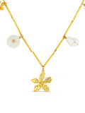 Orelia London gold tone flower pearl charm necklace (British brand)
