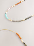 Gold tone dainty beaded necklace, recycled brass - British product