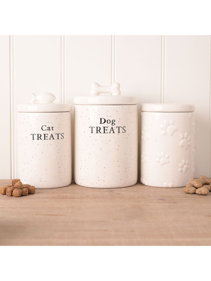 Widdop white paw prints treat jar 15.5cm (British brand)