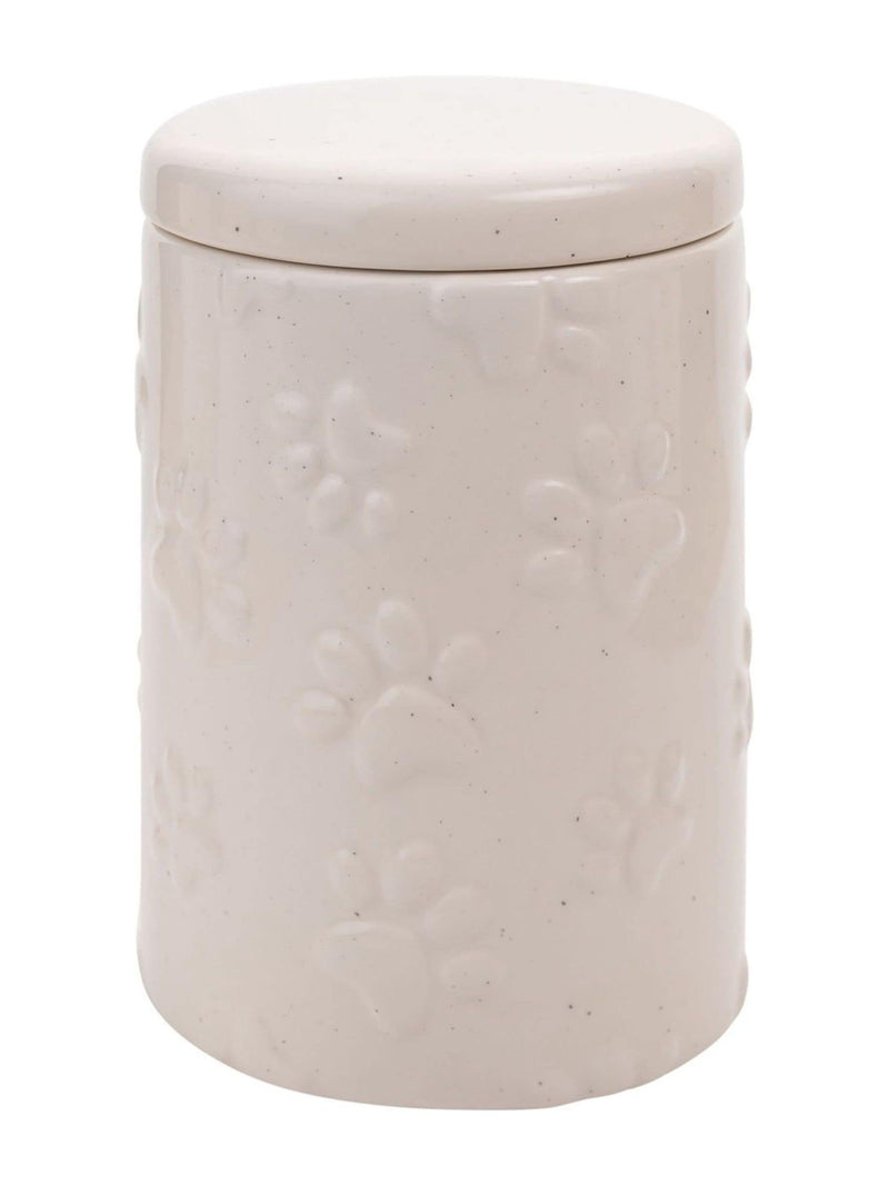 Widdop white paw prints treat jar 15.5cm (British brand)
