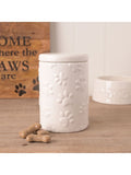 Widdop white paw prints treat jar 15.5cm (British brand)