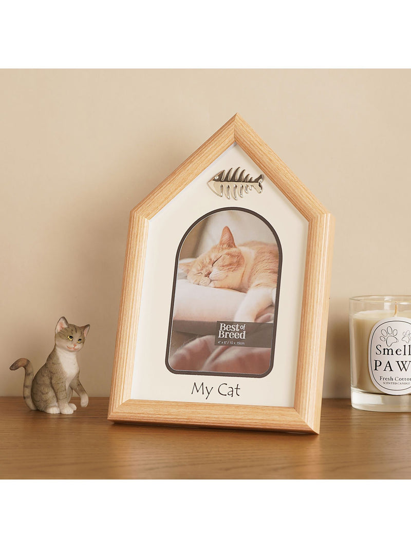 Widdop Brown cat house photo frame 4x6 inch (British brand)
