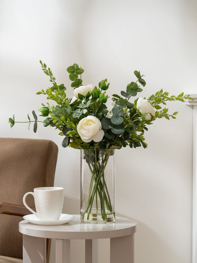 Next Scottish Everlastings Ltd White Artificial Ranunculus Arrangement in Vase 55cm- Buy online at McGrocer