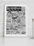 Sketchbook Design Birmingham landmarks framed print, imported from the UK